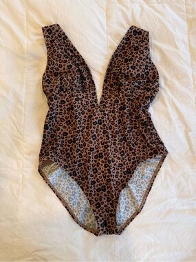 Target Brown Leopard Print One-Piece Swimsuit